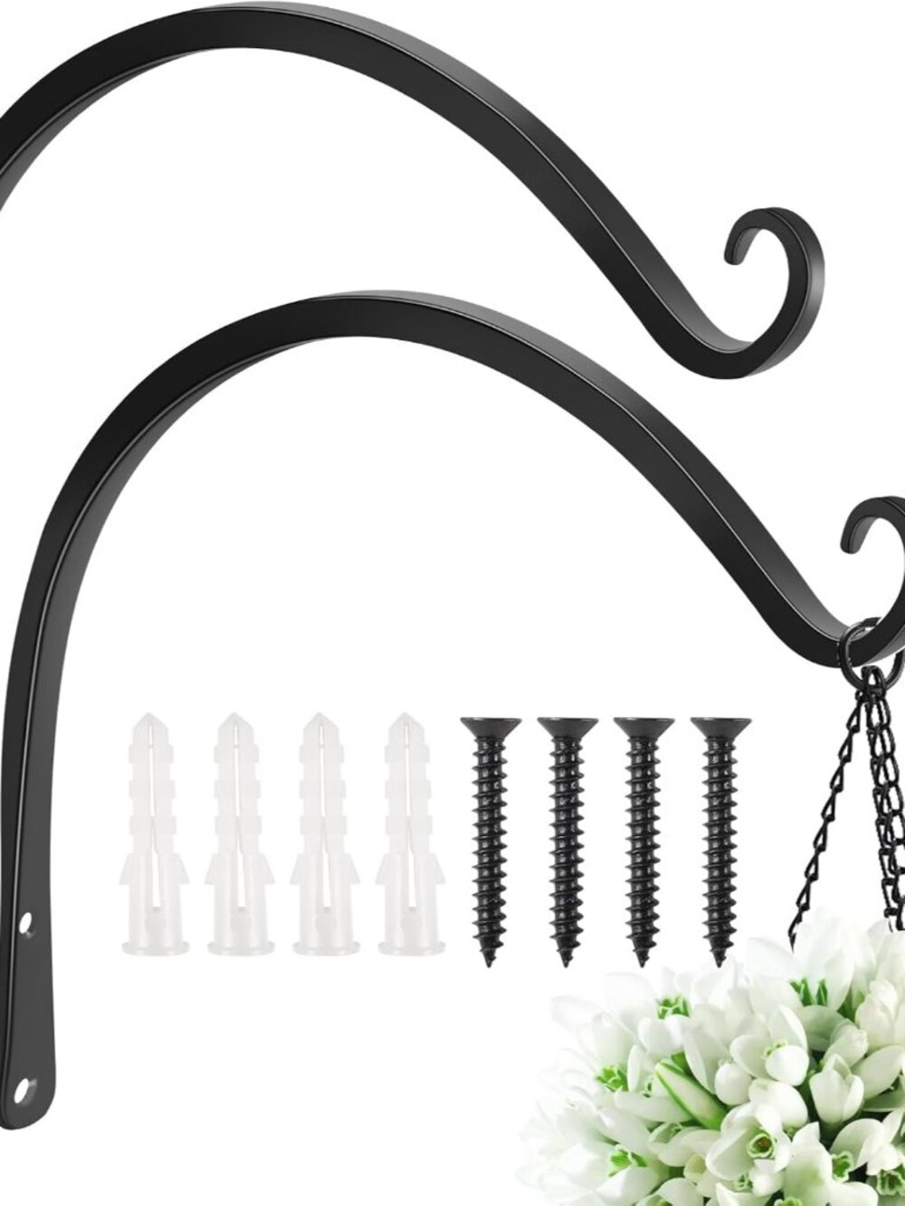 Heavy Duty Plant Hooks - 2 Pack 14 Inch Wall Mounted Hanging Brackets, 57lb Capa